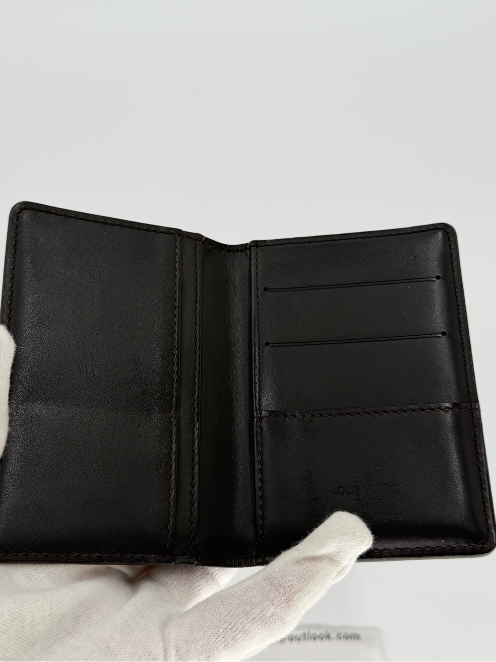 Louis Vuitton Matte Embossed Monogram Graphite Leather Card Holder w/Entrupy COA - Picture 5 of 16